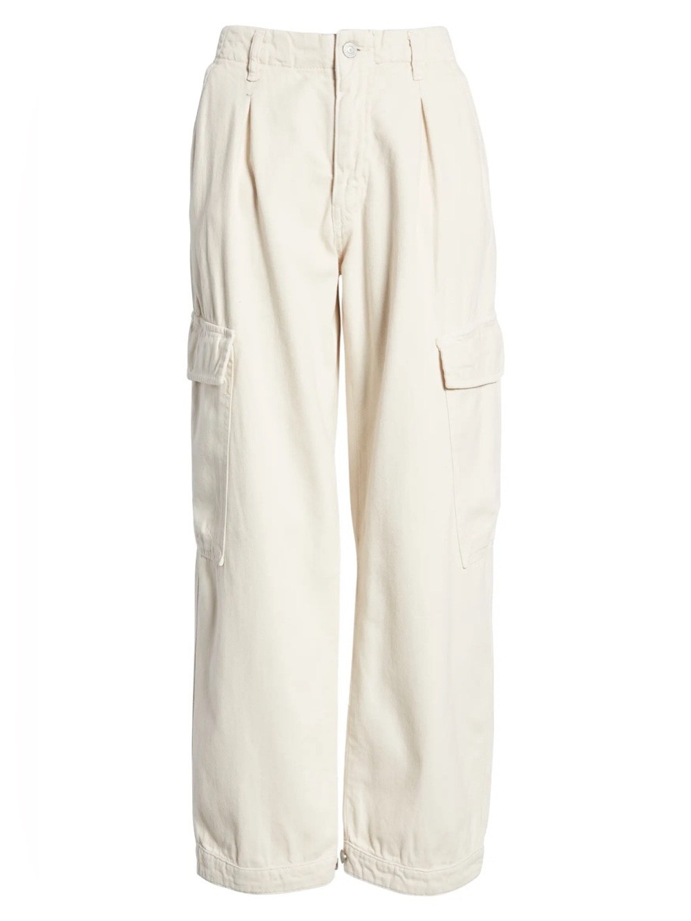 Free People First Light Cotton Utility Pants - cargo pockets barrel leg beige 4